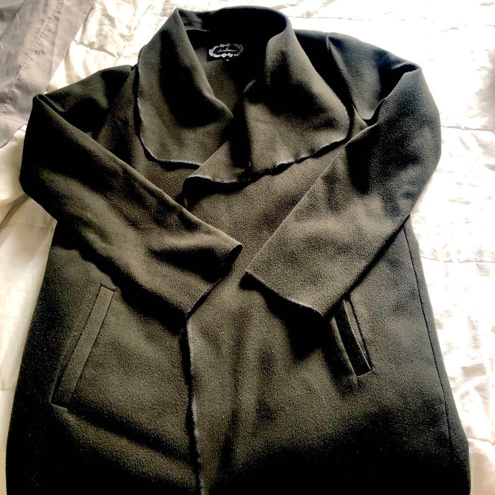 Dark olive green waterfall collar jacket